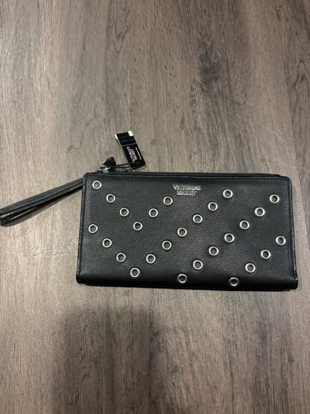 Victoria's Secret Black Grommet Wristlet Card Holder